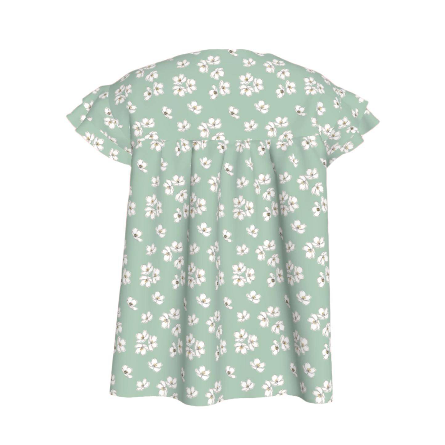 Kid's Ruffled Sleeve Top in Sage Primrose