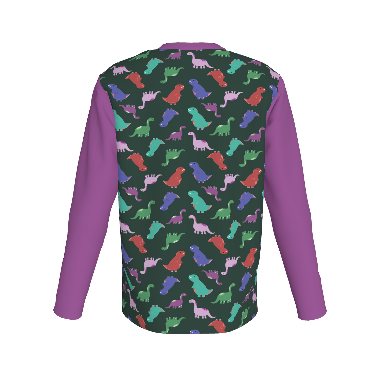 Purple Dino Party Long Sleeve Pocket T-Shirt