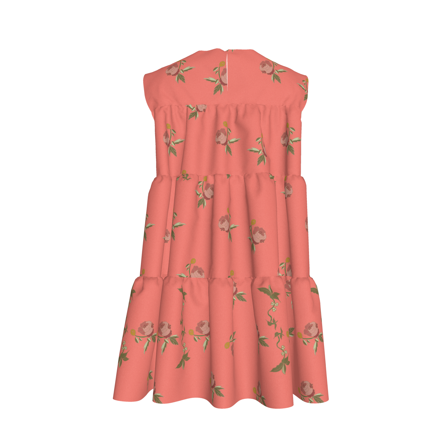 Kid's Ruffle Dress in Belle Bloom in Pink in Light Cotton Slub