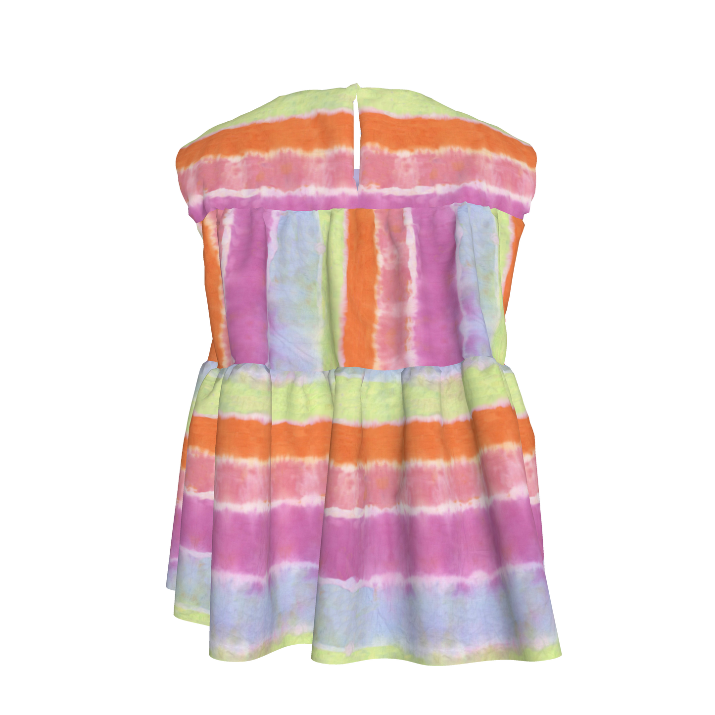 Rainbow Tie-Dye Sleeveless Ruffle Top