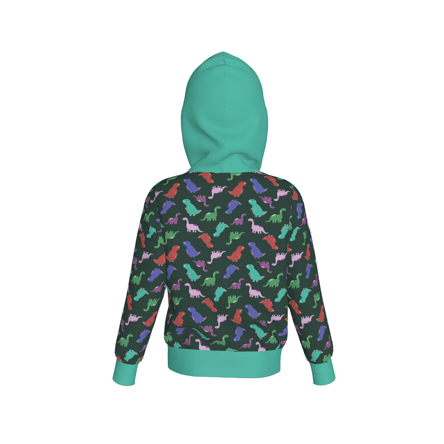 Teal Dino Party Pullover Hoodie