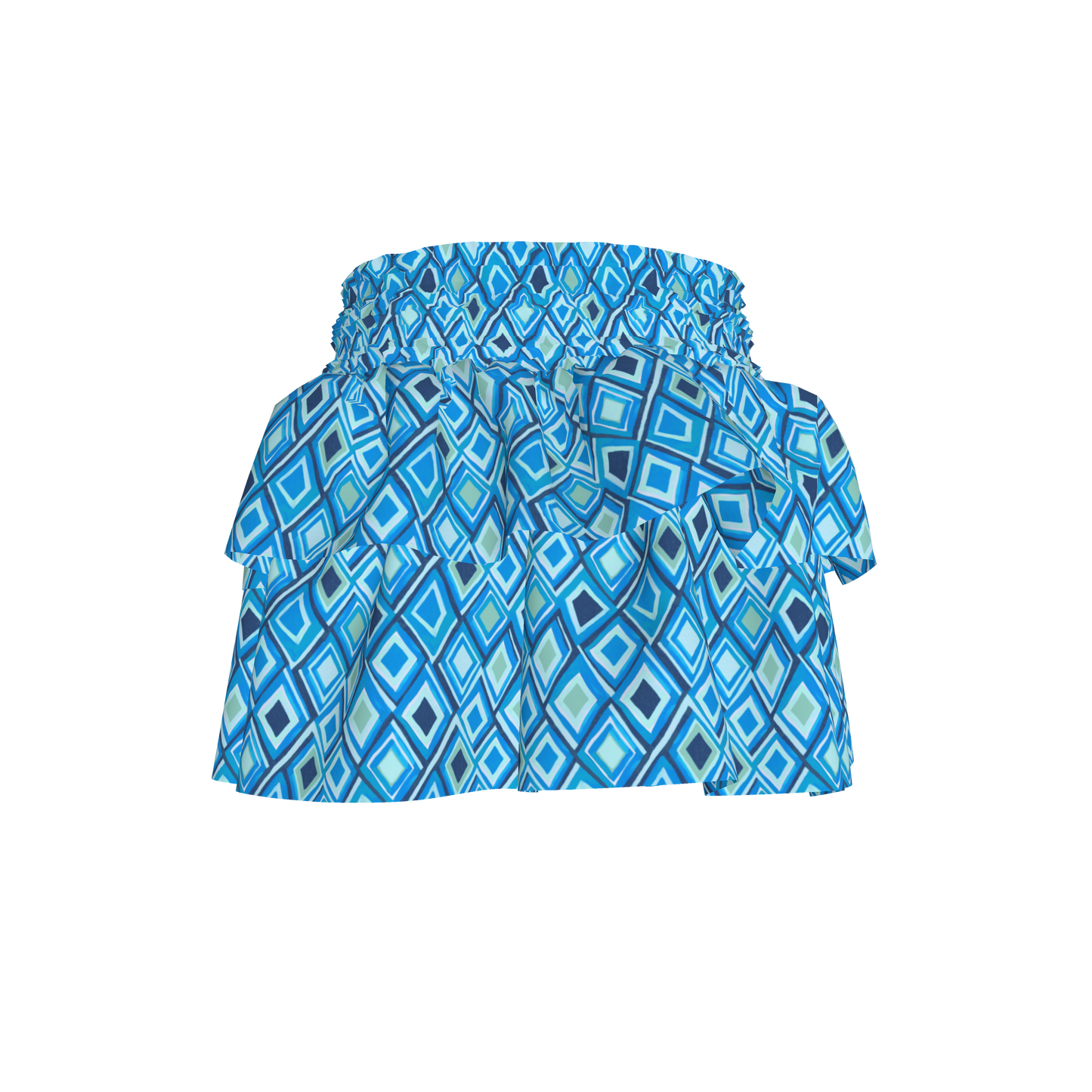 Kid's Smocked Ruffle Skirt in Aqua Argyle