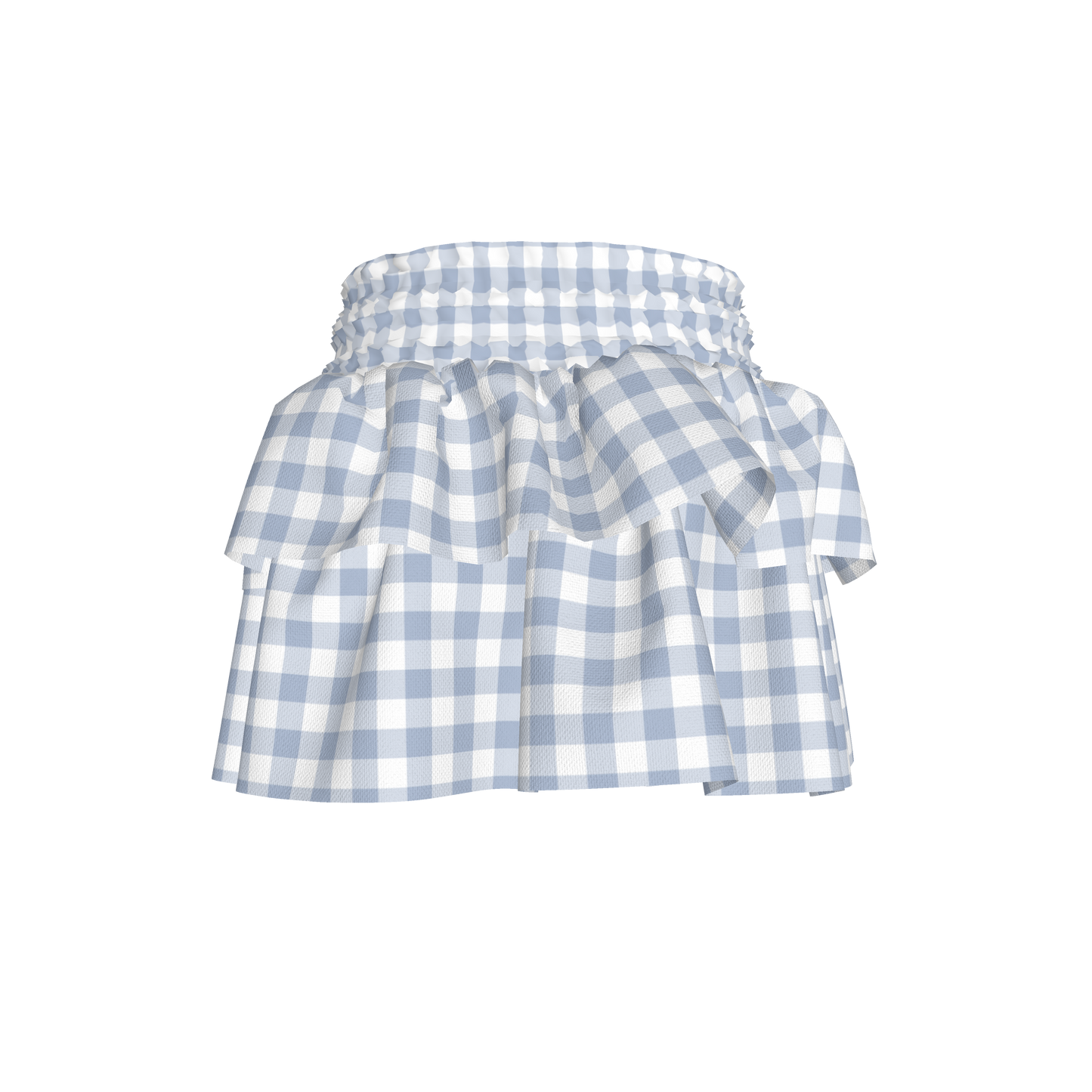 Smocked Ruffle Skirt in Pastel Blue Gingham