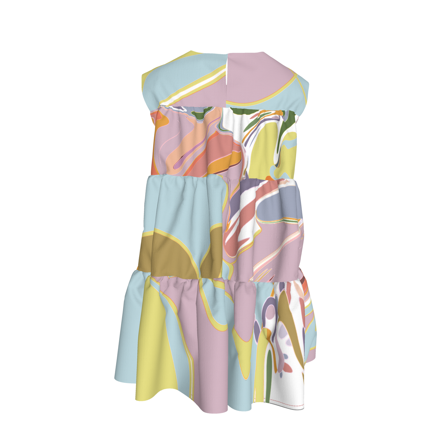 Kid's Ruffle Dress in Melted Candy un Light Cotton Slub