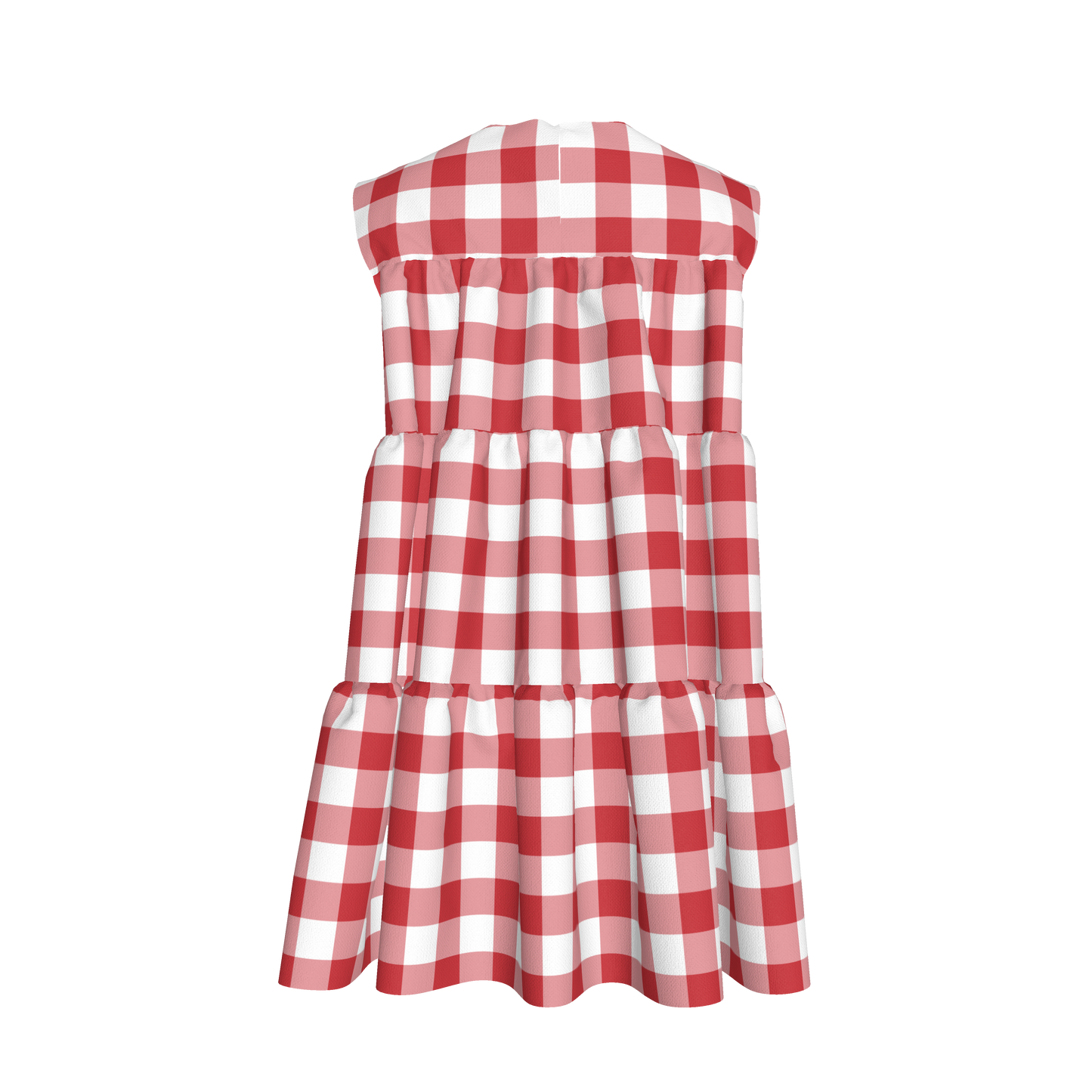 Ruffle Dress without Lining in Red Gingham