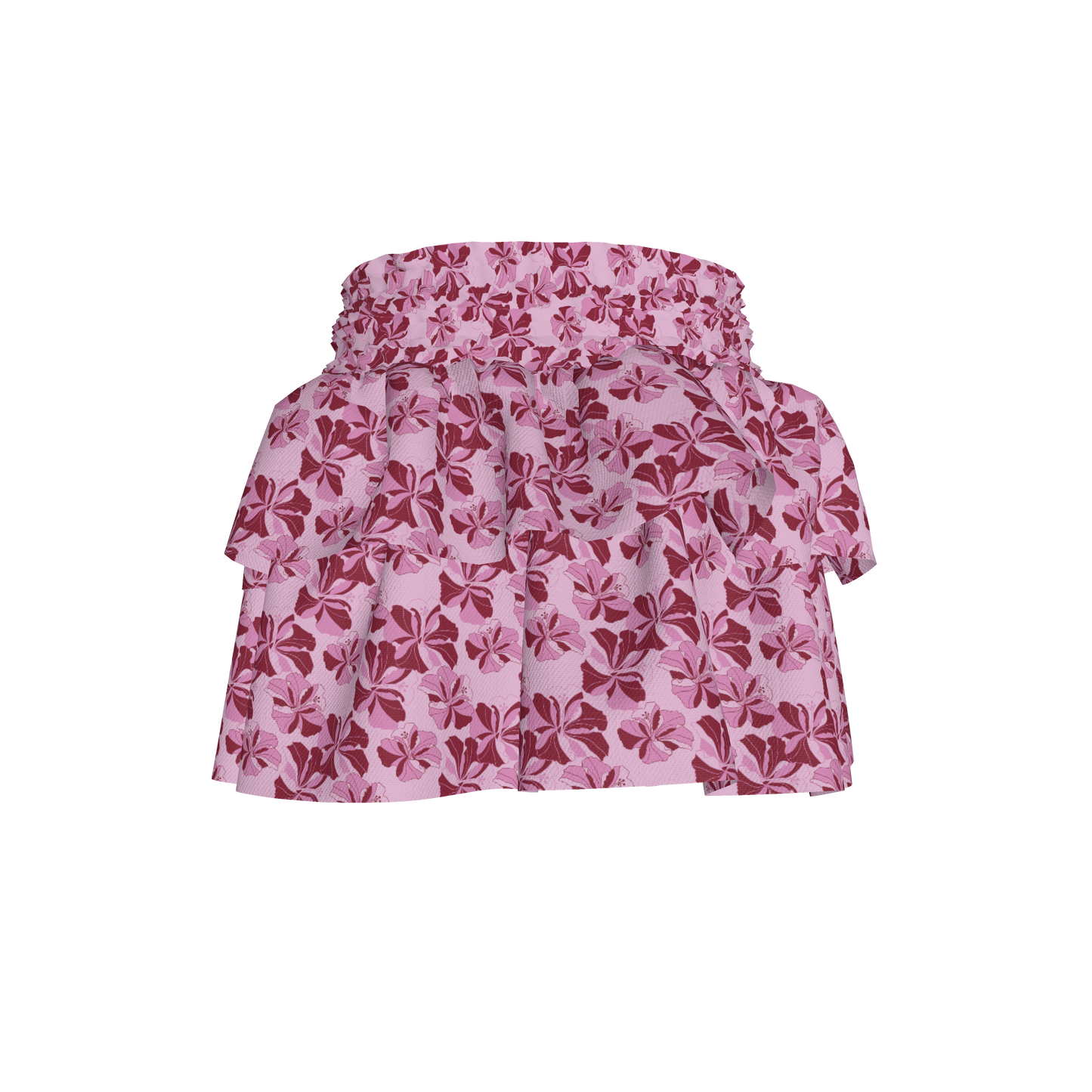Kid's Smocked Skirt in Tropical Cayena Pink in Light Cotton Slub