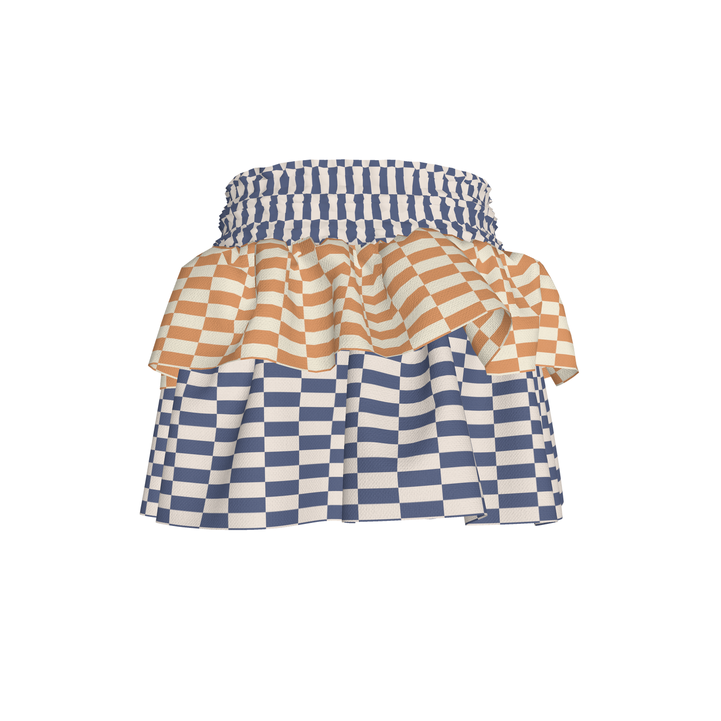 Blue & Yellow Gingham Ruffle Skirt