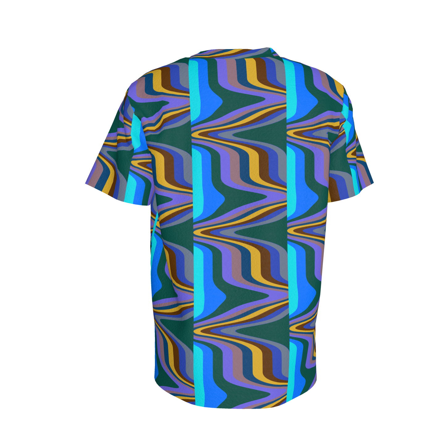 Kid's Pocket T-Shirt in Fun Retro Blues in Cotton Spandex Lightweight Jersey