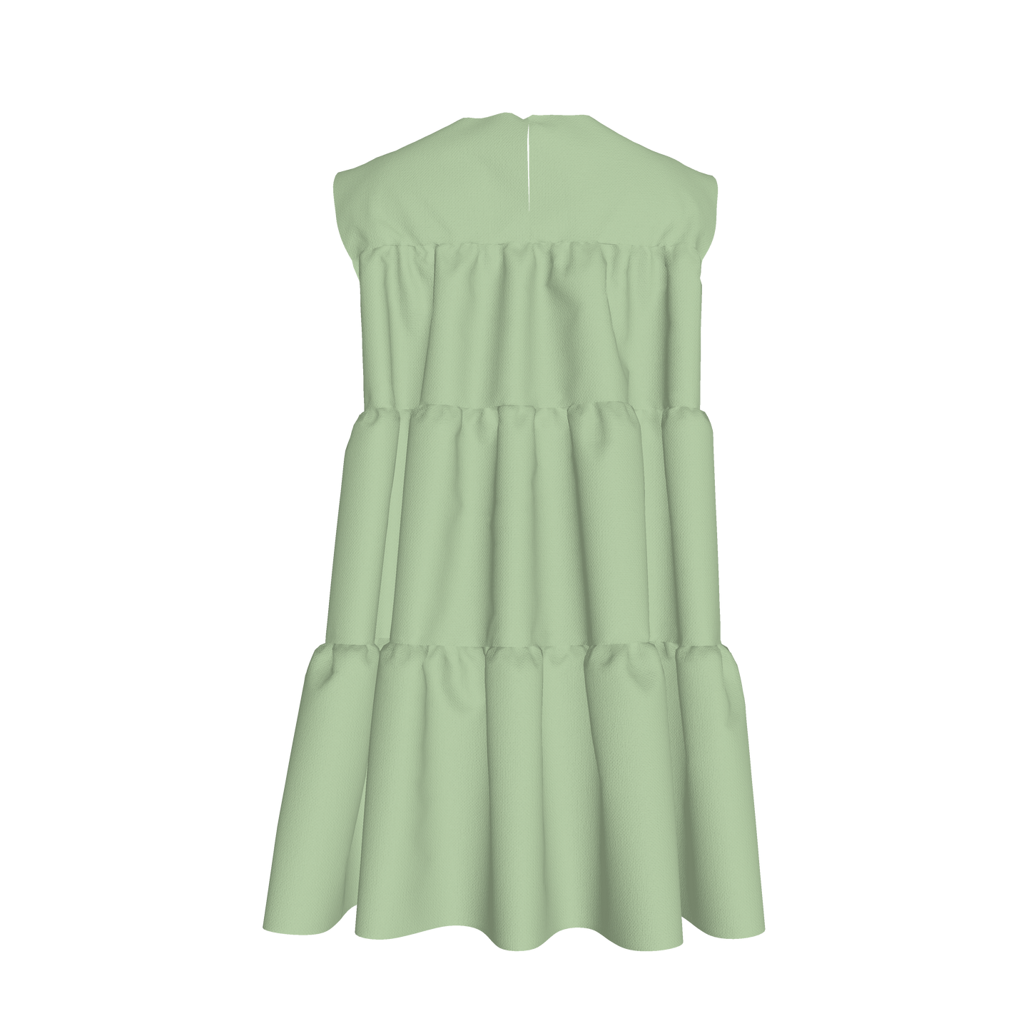 Ruffle Dress without Lining in Solid Pastel Green