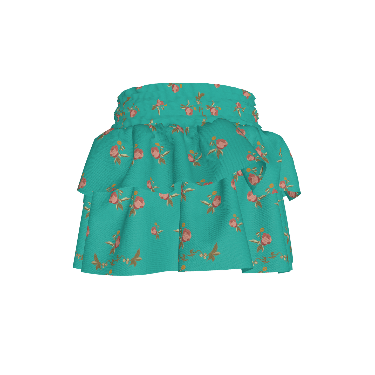 Kid's Smocked Skirt in Belle Bloom Bright Blue in Light Cotton Slub
