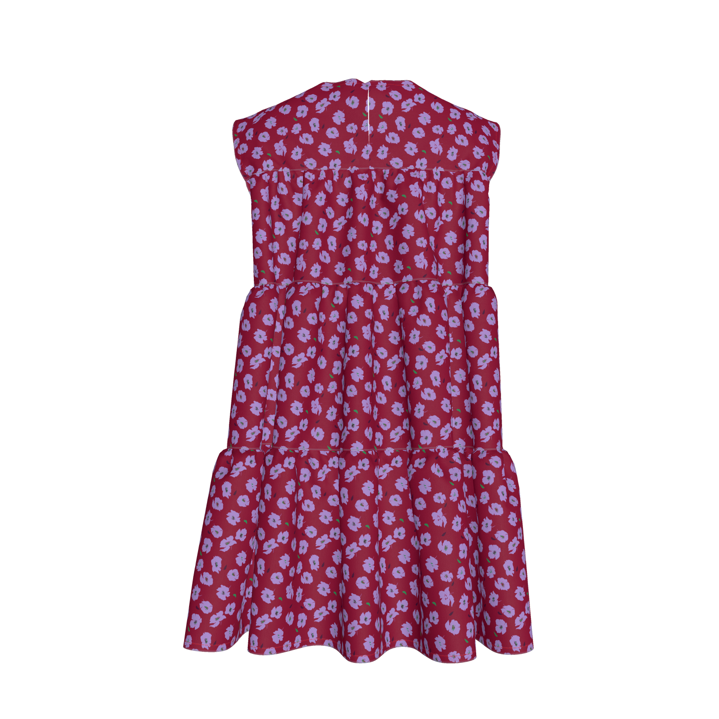 Kid's Ruffle Dress in Micro Purple Poppies