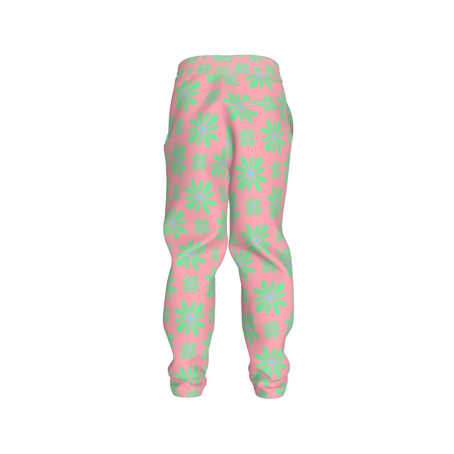 Flower Bloom Bright Green & Pink Jogger in Heavy French Terry white