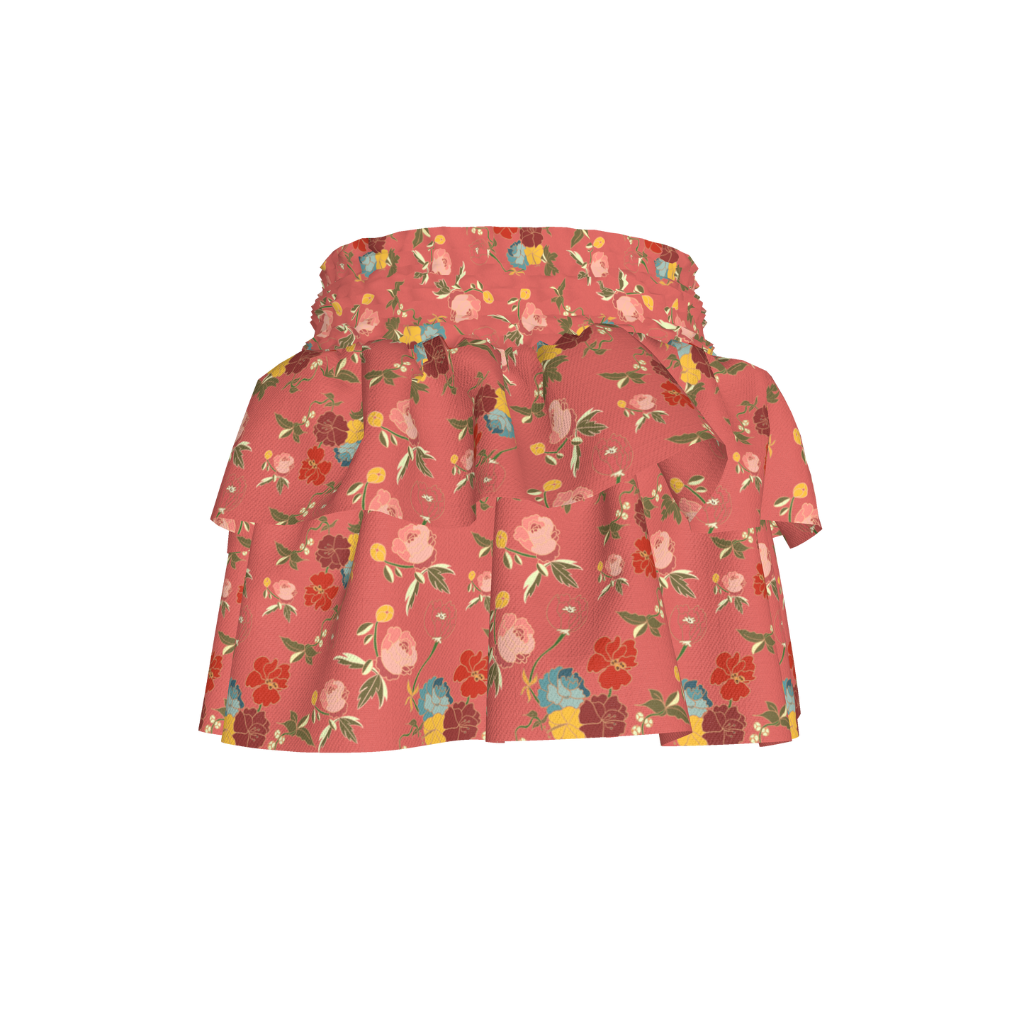 Kid's Smocked Skirt in Belle Flowers Pink in Light Cotton Slub