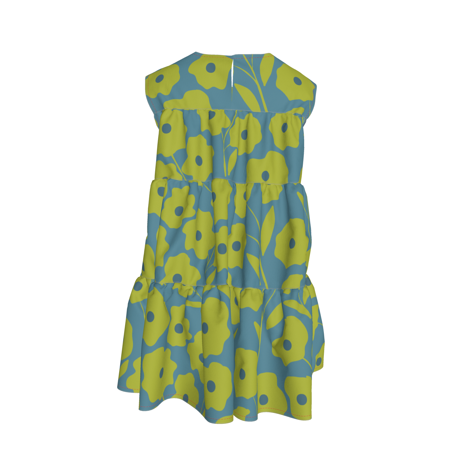 Teal & Green Ruffle Dress with Lining