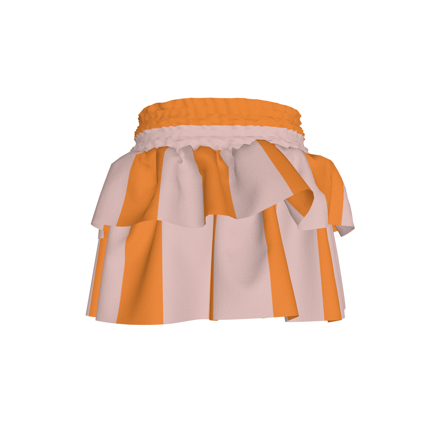 Pink & Orange Stripes Ruffle Skirt