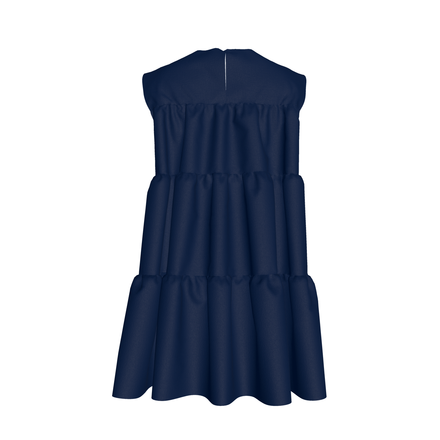 Ruffle Dress without Lining in Solid Blue Gingham