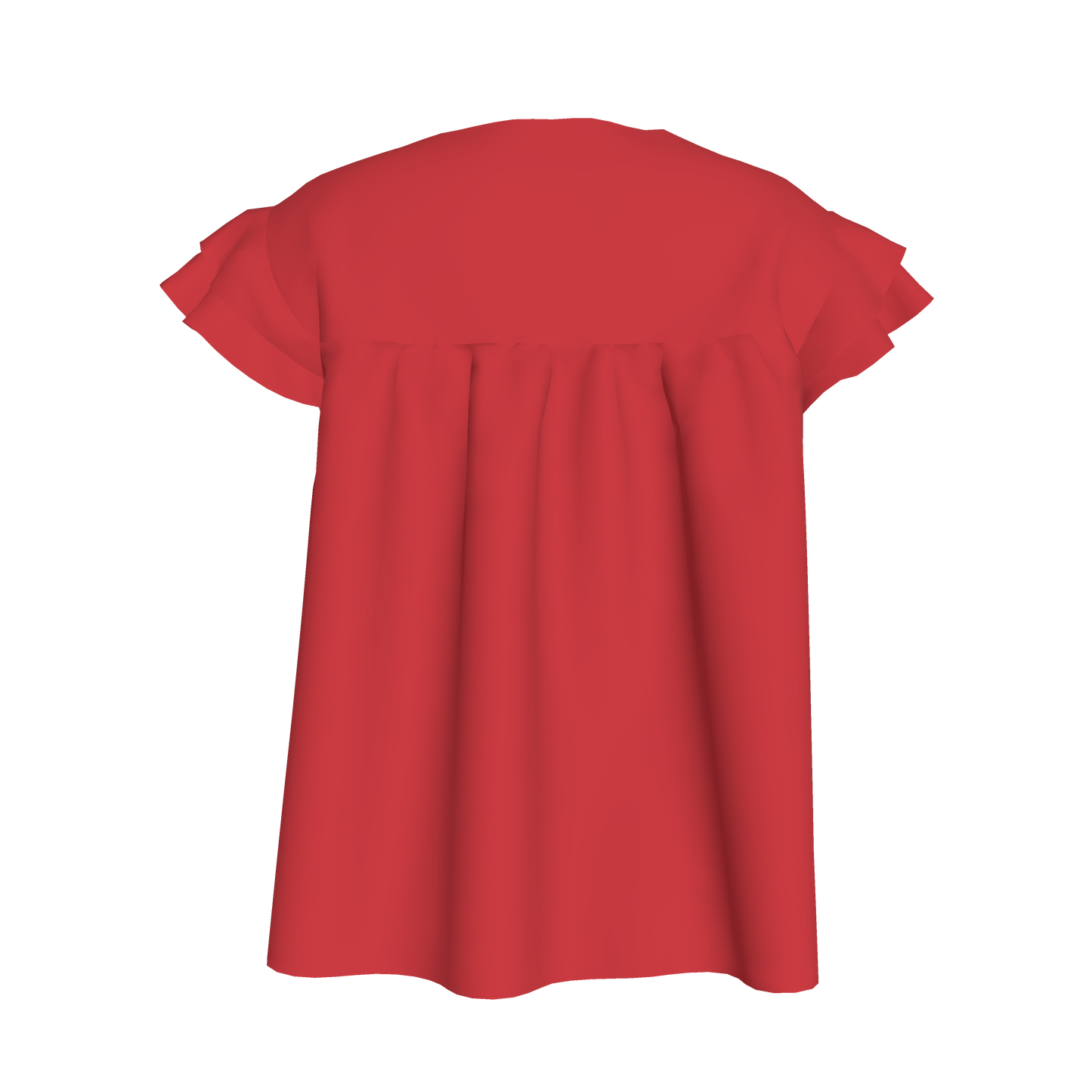 Ruffled Sleeve Top in Solid Red