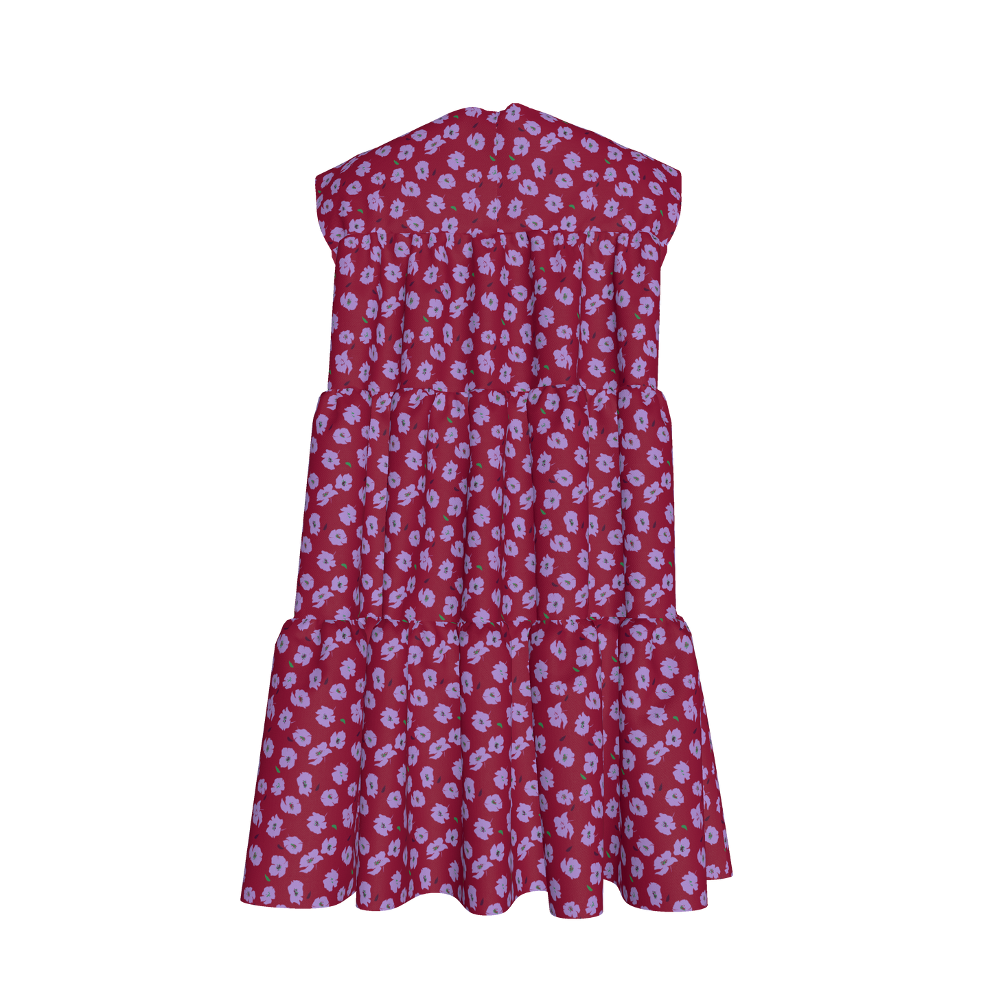 Kid's Ruffle Dress With Lining in Micro Purple Poppies