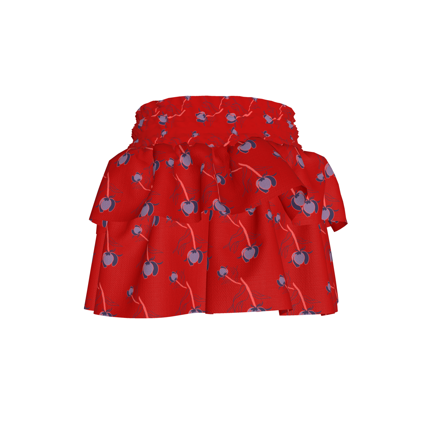 Kid's Smocked Skirt in Sprinkle Flowers Red in Light Cotton Slub