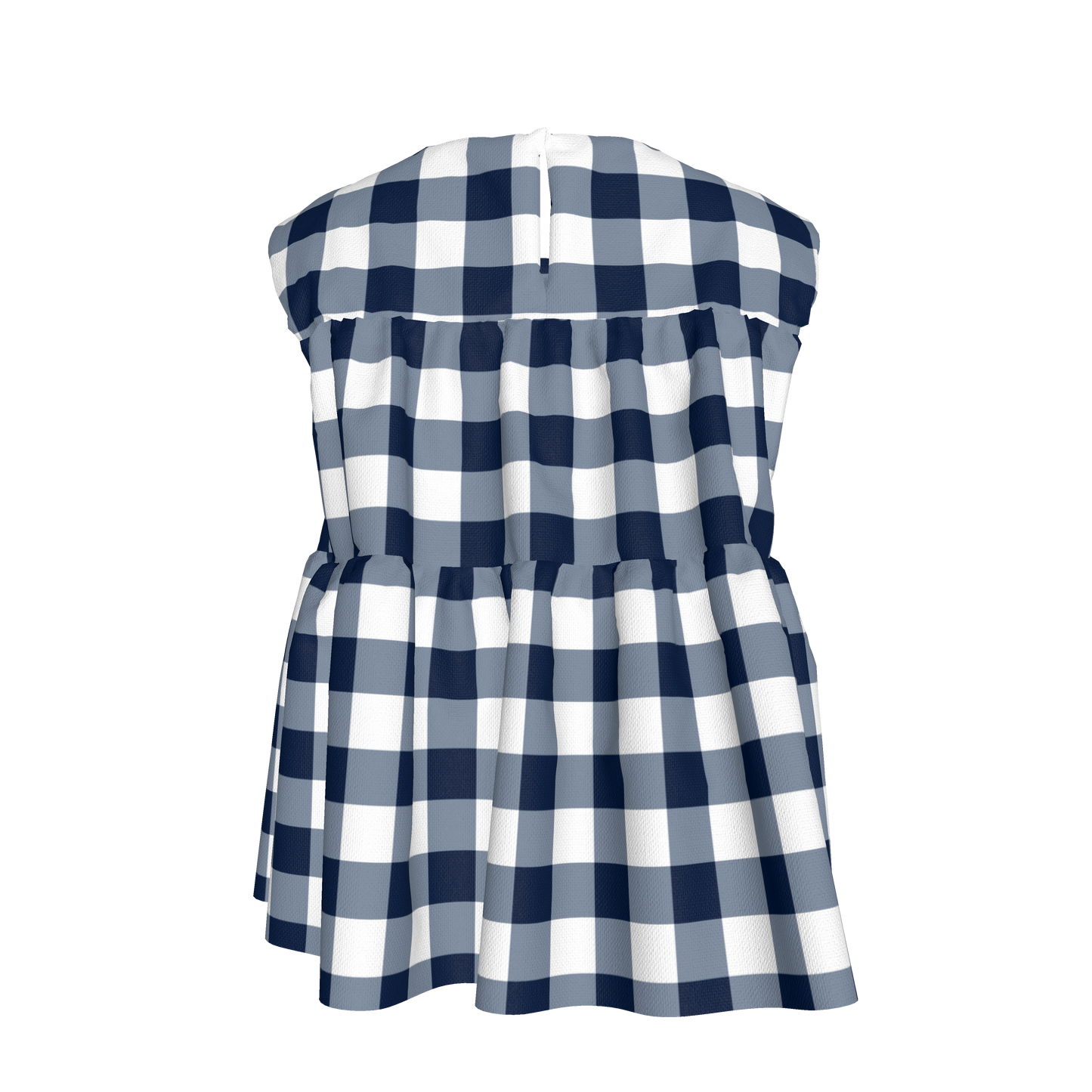 Sleeveless Ruffle Top in Navy Gingham