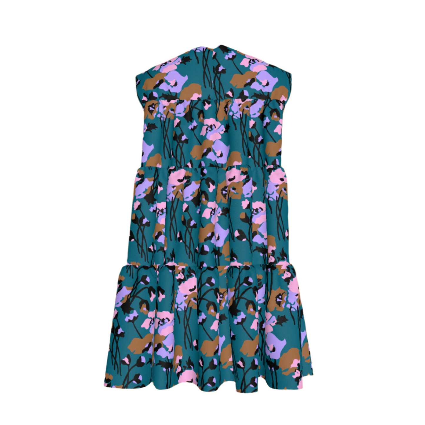 Kid's Ruffle Dress With Lining in Dini's Teal Floral