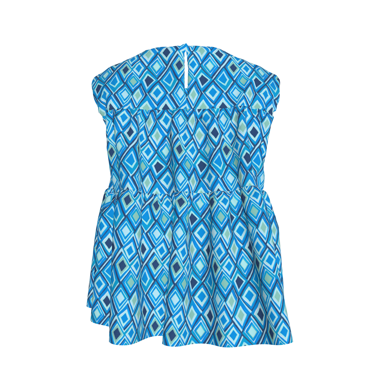 Kid's Sleeveless Ruffle Top in Aqua Argyle