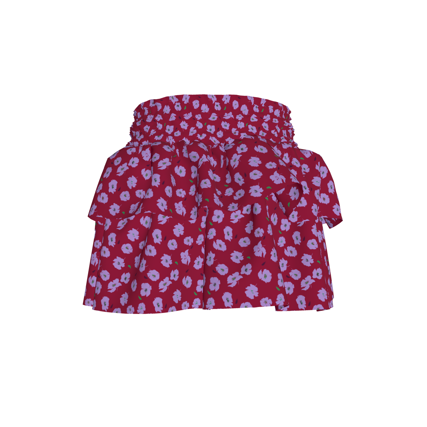 Kid's Smocked Ruffle Skirt in Micro Purple Poppies