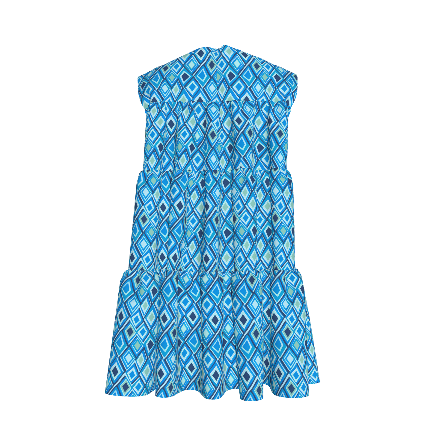 Kid's Ruffle Dress With Lining in Aqua Argyle