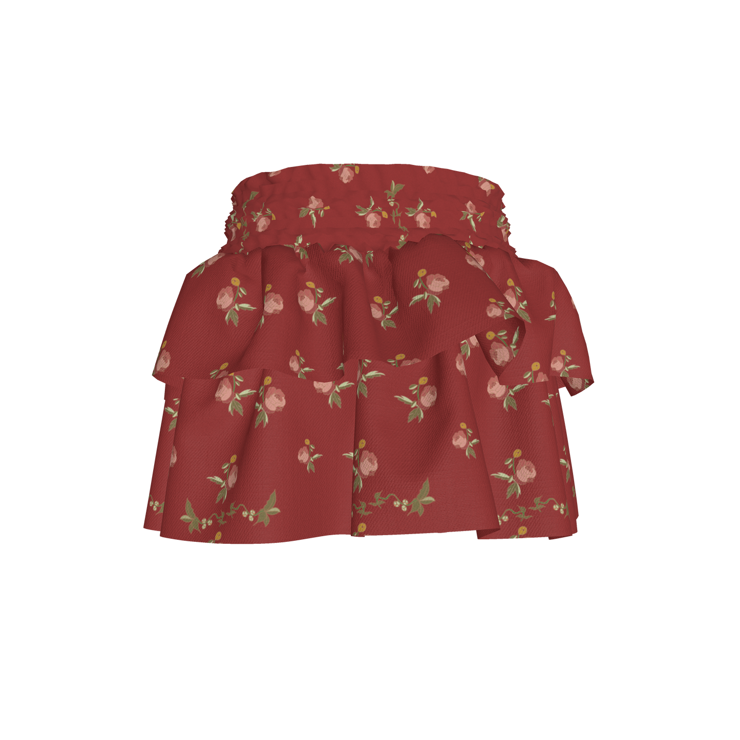 Kid's Smocked Skirt in Belle Bloom Red in Light Cotton Slub