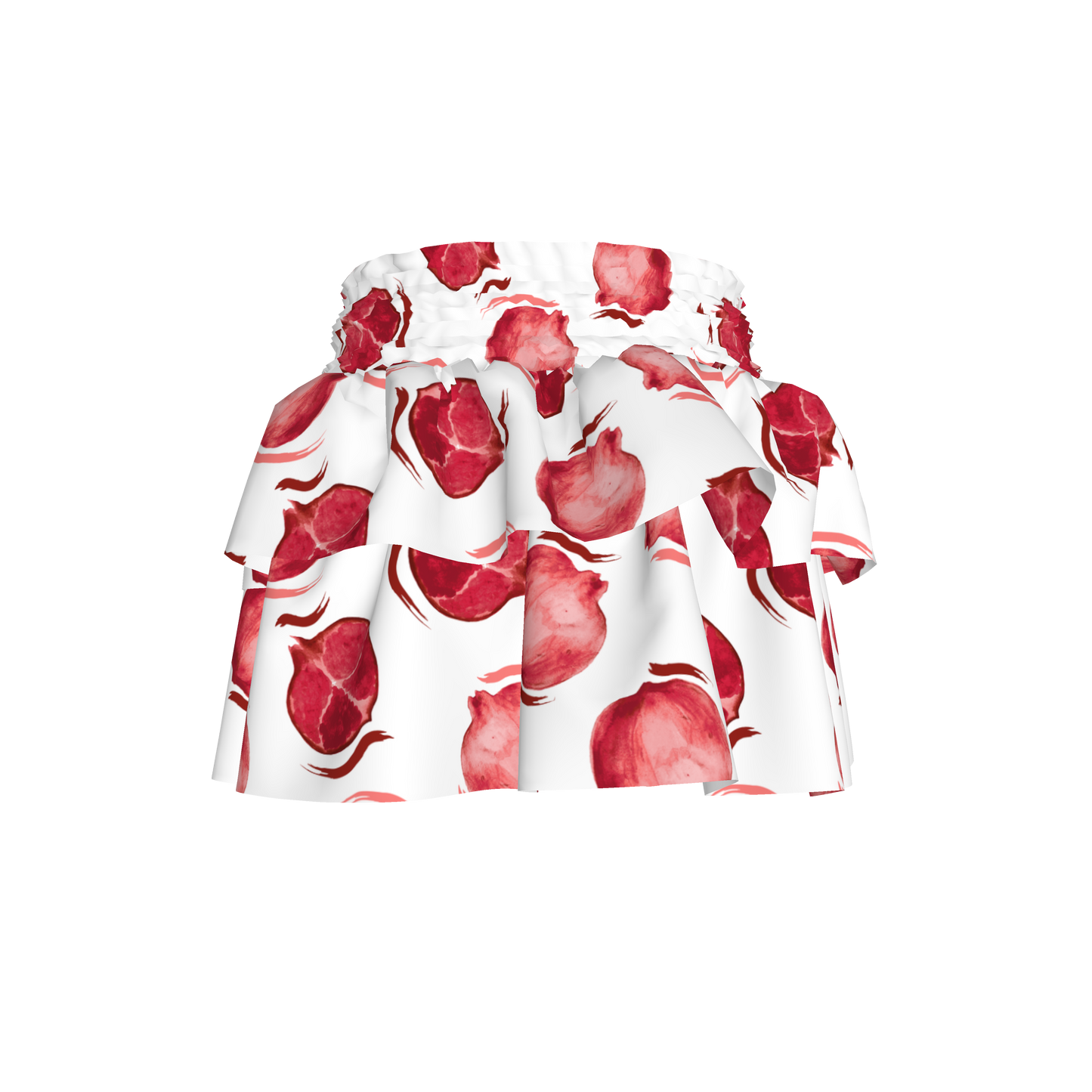 Kid's Smocked Ruffle Skirt in Spring Pomegranates