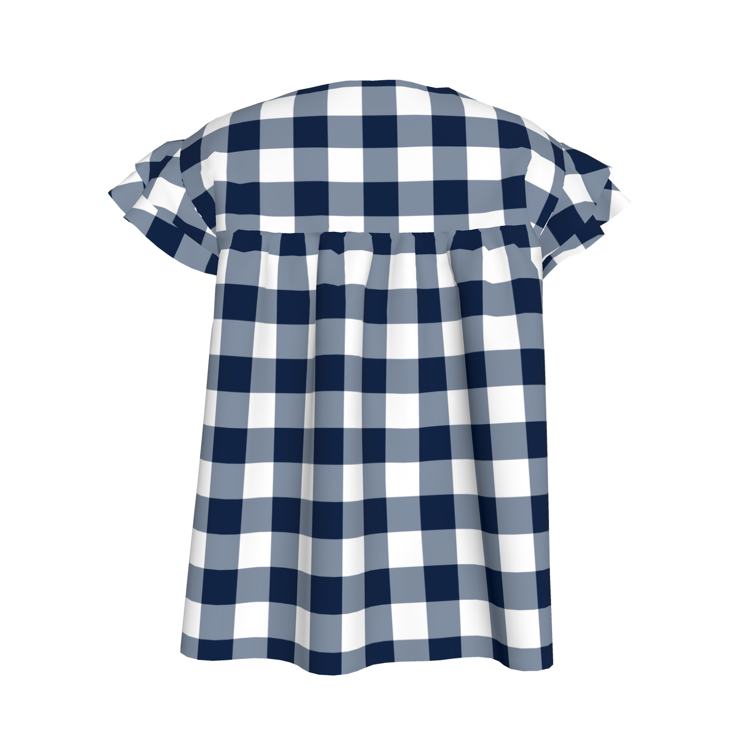 Ruffled Sleeve Top in Navy Gingham
