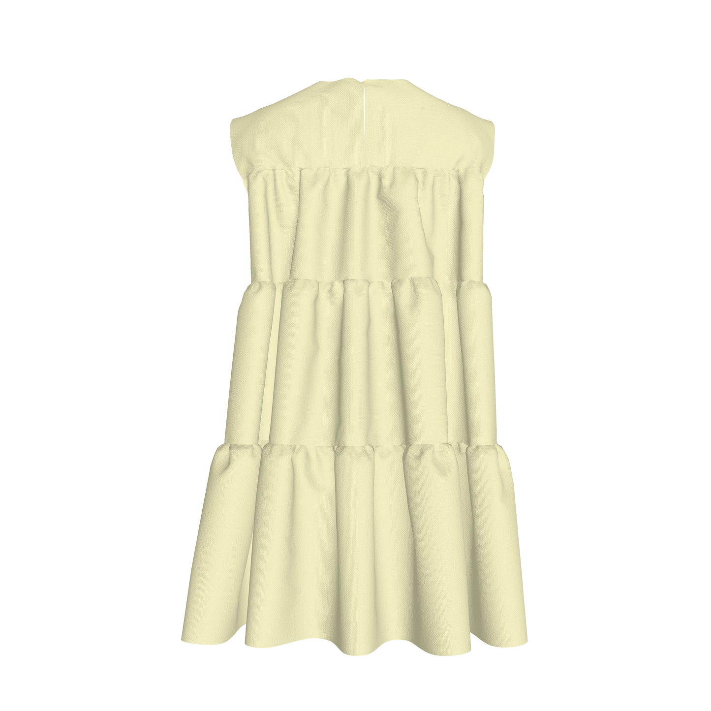 Ruffle Dress without Lining in Solid Pastel Yellow