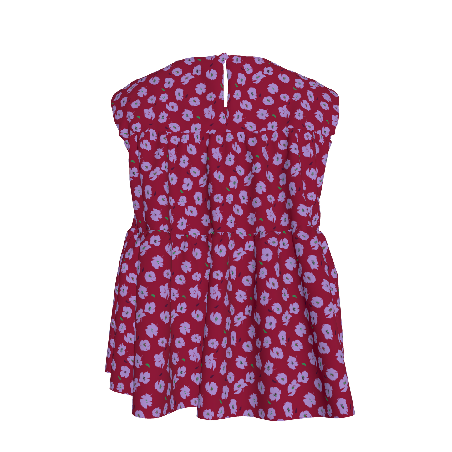 Kid's Sleeveless Ruffle Top in Micro Purple Poppies