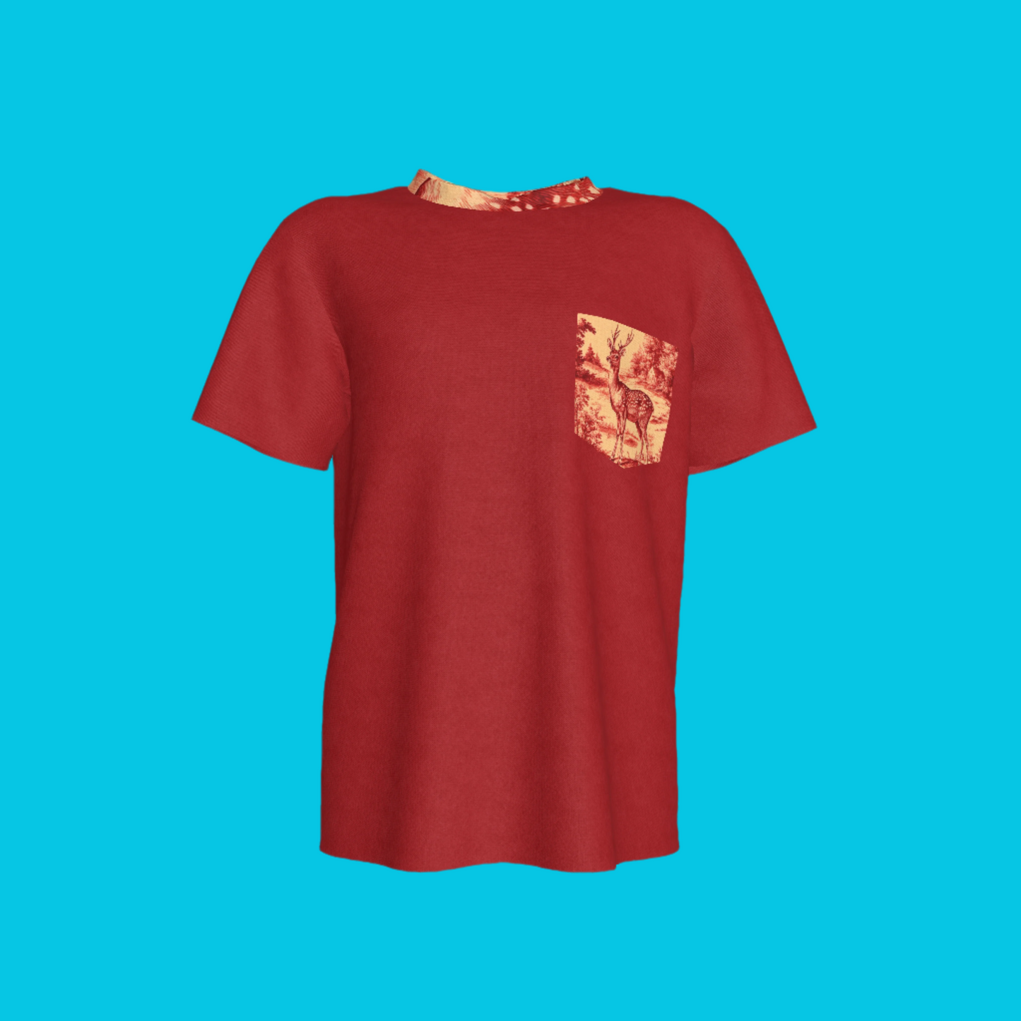 Red Adventure Deer Pocket Tee