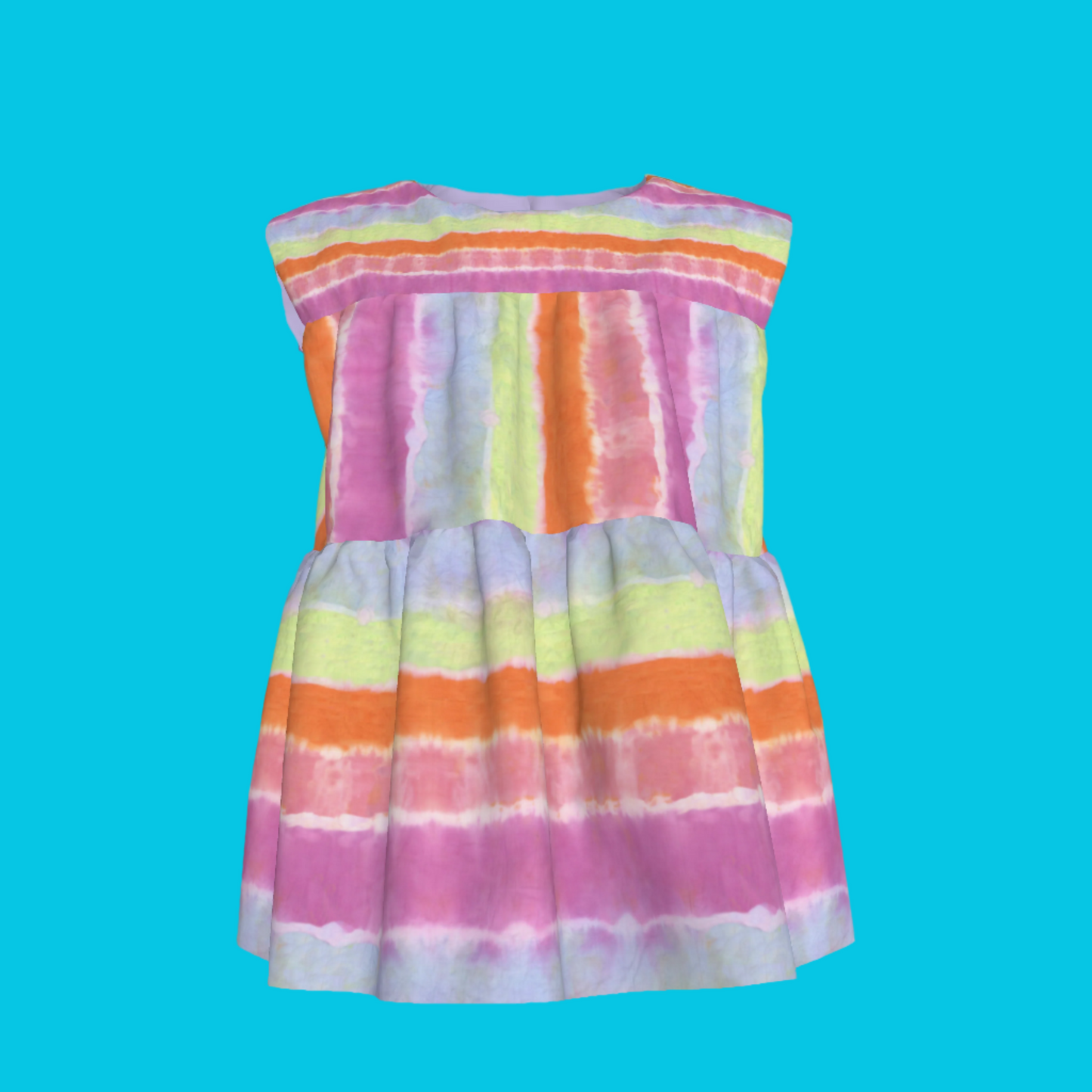 Rainbow Tie-Dye Sleeveless Ruffle Top