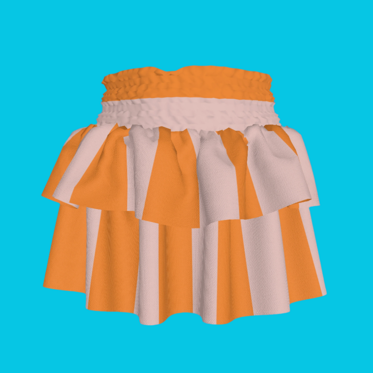 Pink & Orange Stripes Ruffle Skirt