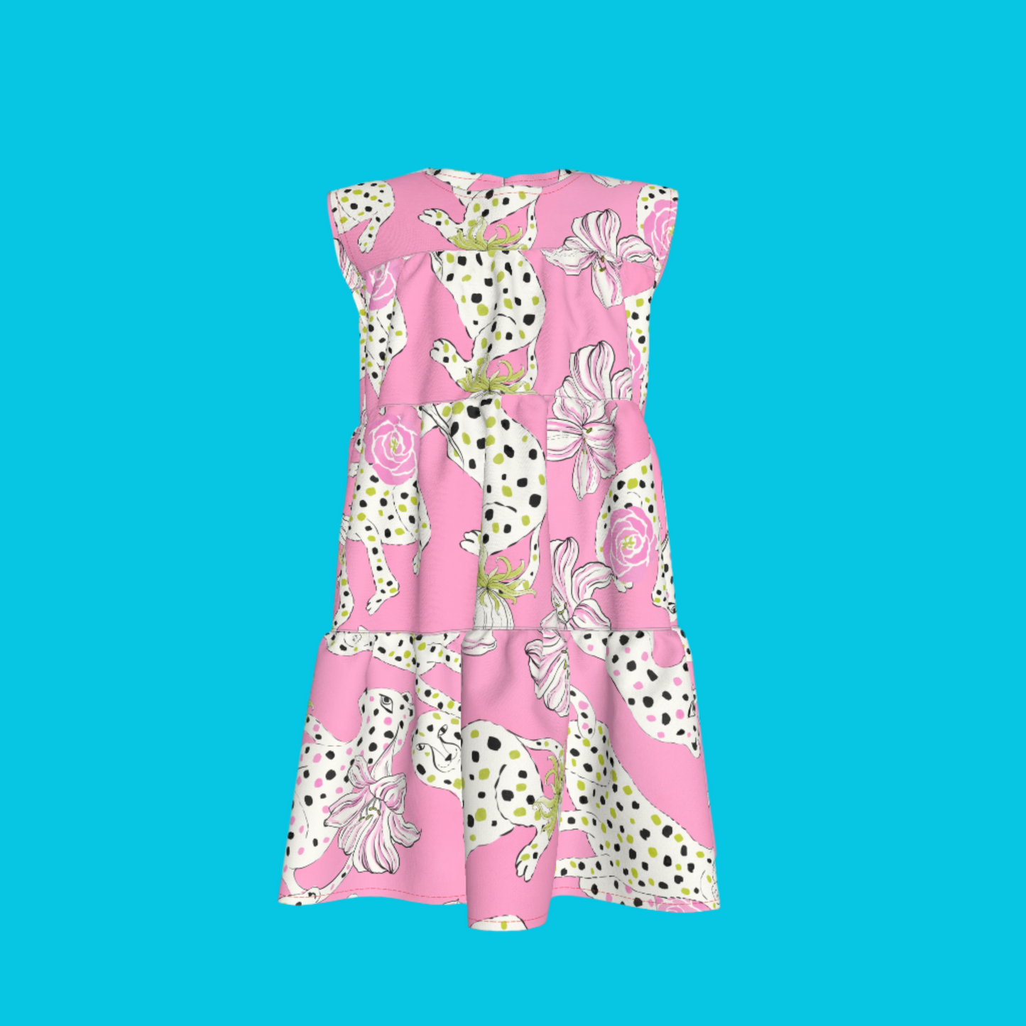Kid's Ruffle Dress in Sketching Summer Pink