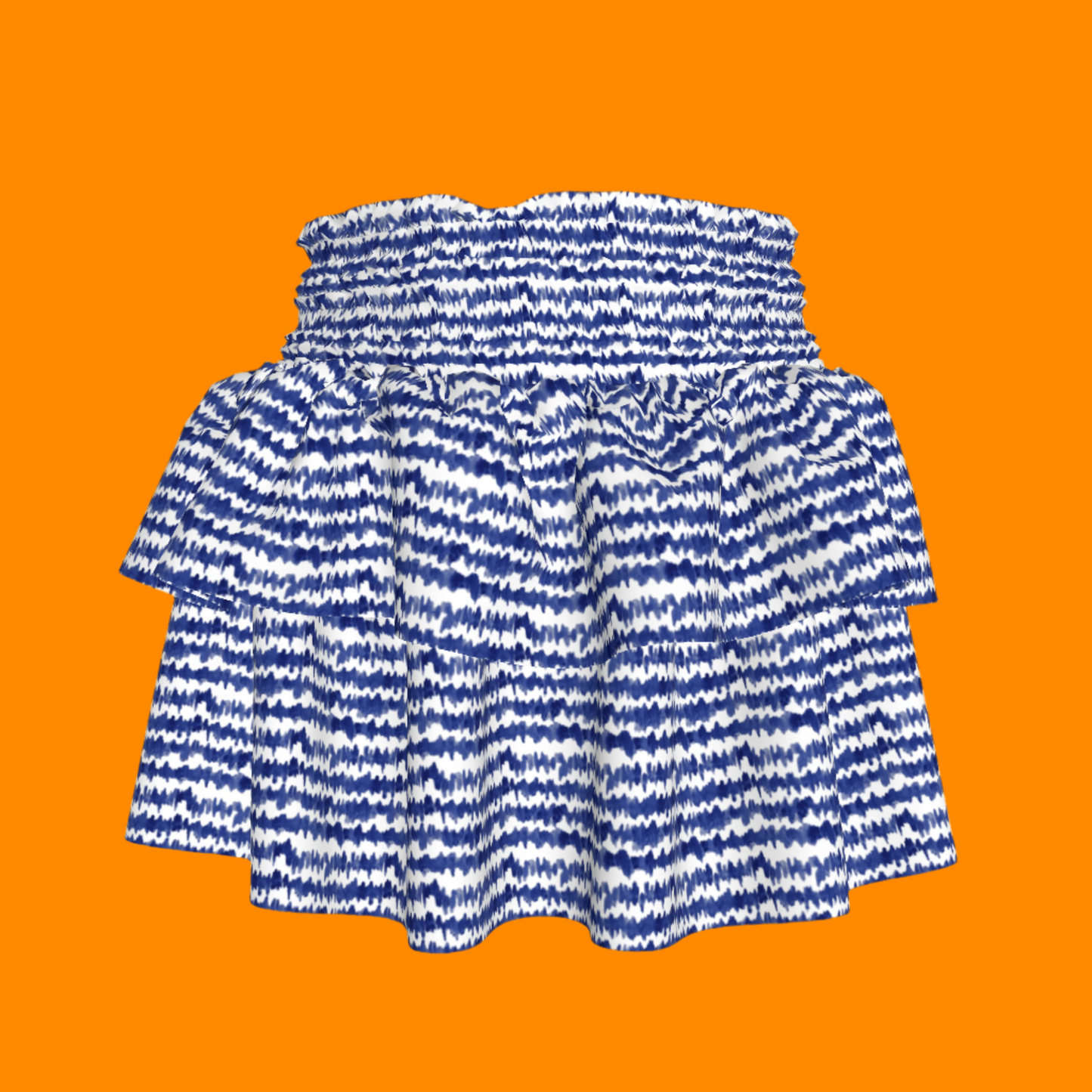 Kid's Smocked Ruffle Skirt in Cobalt Sound