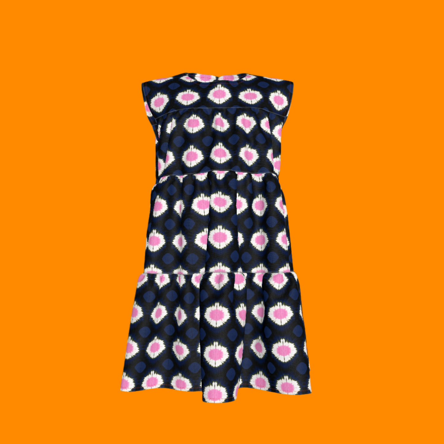 Kid's Ruffle Dress in Ink Tie Dye