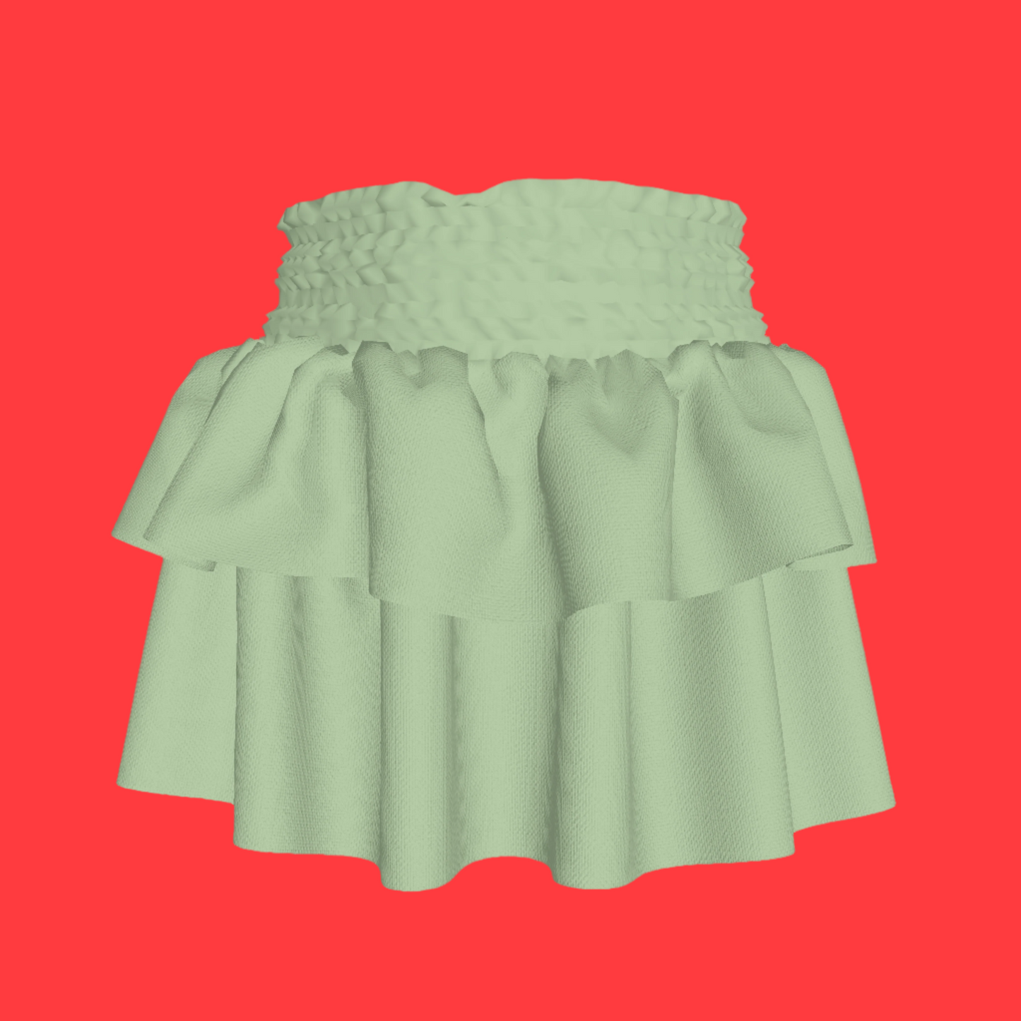 Smocked Ruffle Skirt in Solid Pastel Green
