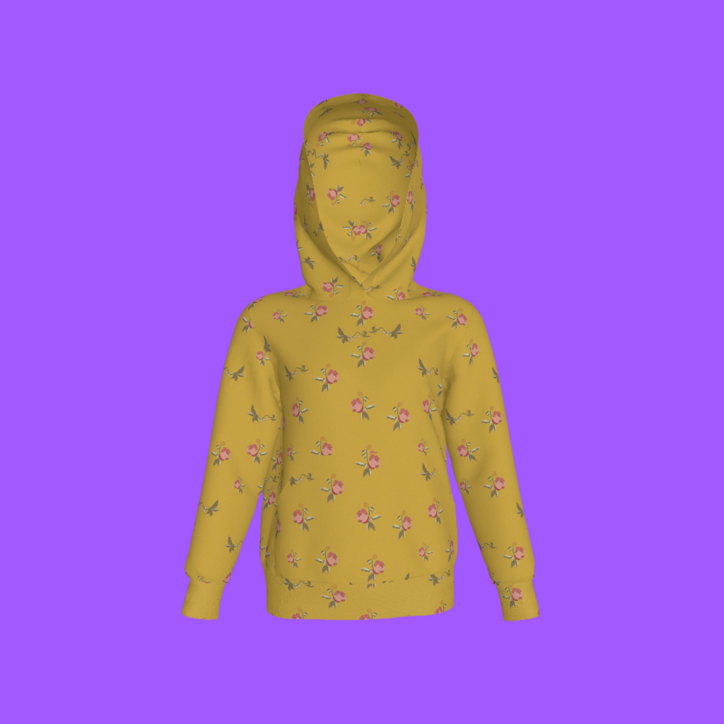 Kid's Pullover Hoodie in Belle Bloom Yellow in Fleece Back Stretch Organic Terry