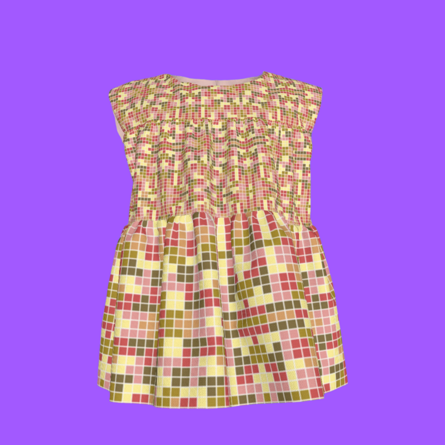 Pixel Sleeveless Ruffled Top