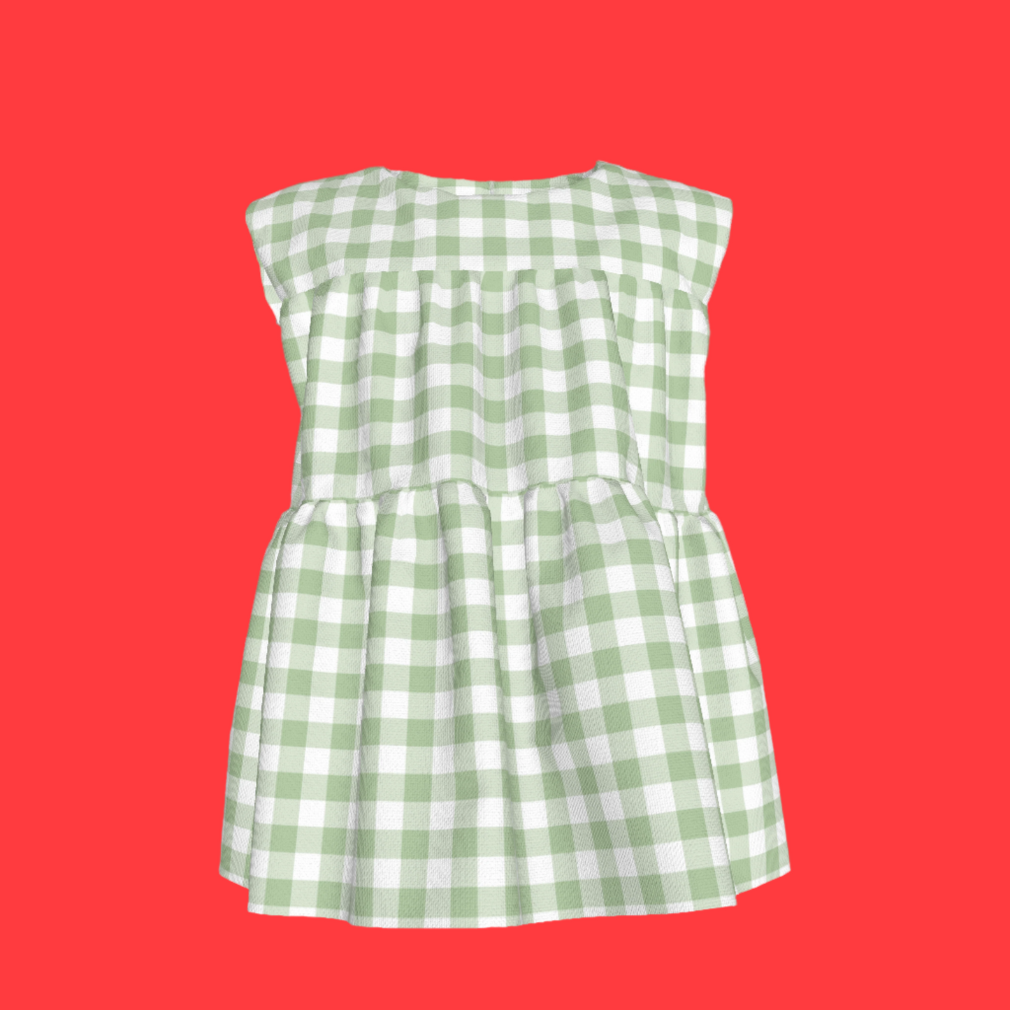 Sleeveless Ruffle Top in Pastel Green Gingham