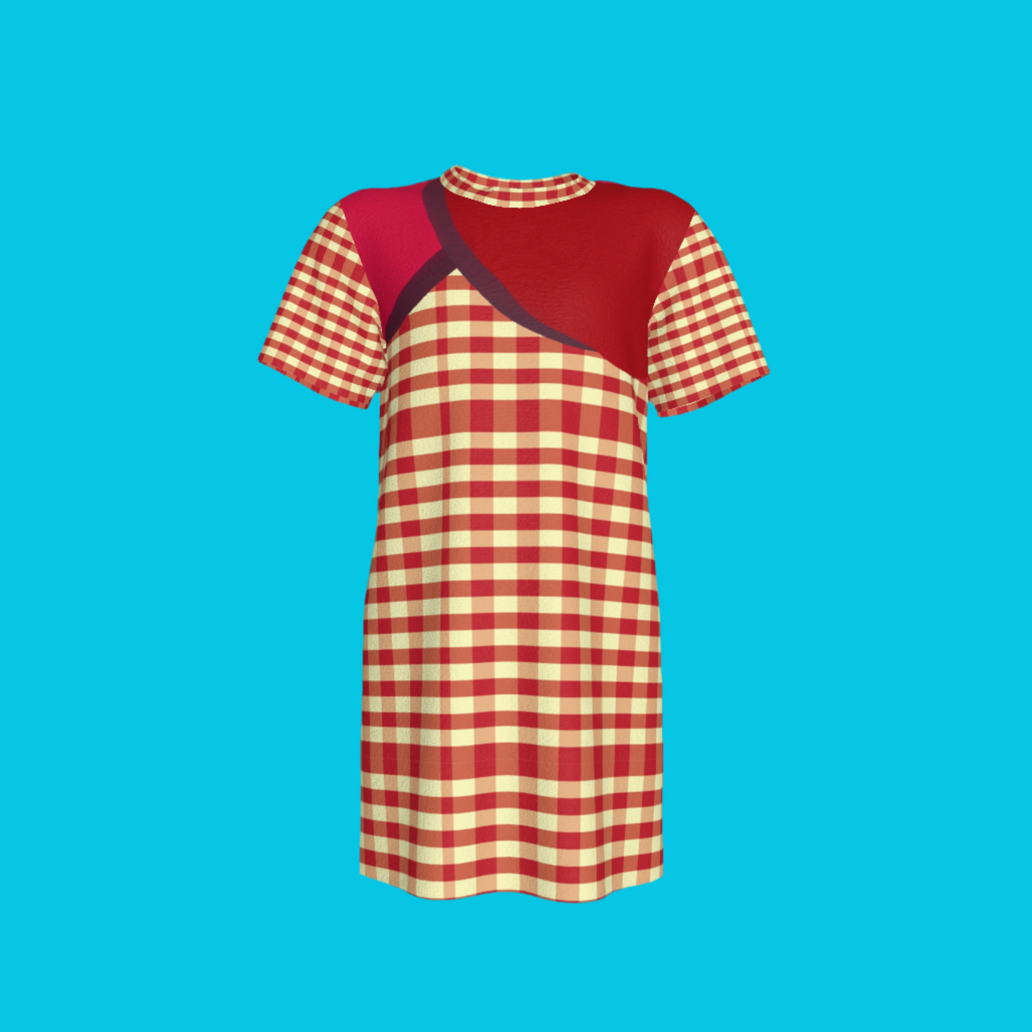 Yellow & Red Gingham T-shirt Dress