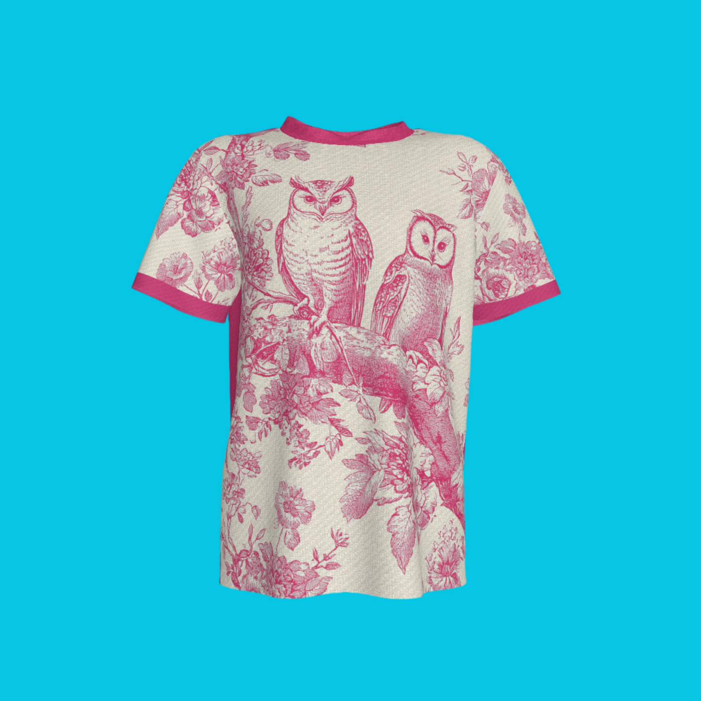 Vintage Owls Tee in Sweet Pink