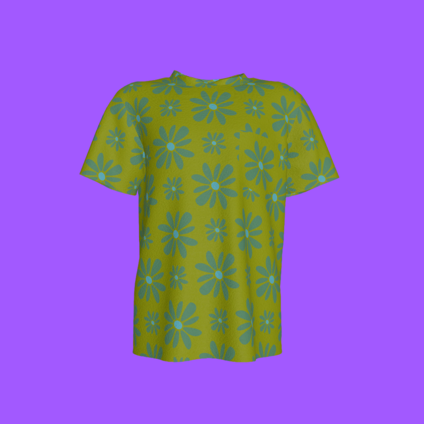 Kid's Pocket T-Shirt in Flower Bloom Green in Cotton Spandex Lightweight Jersey
