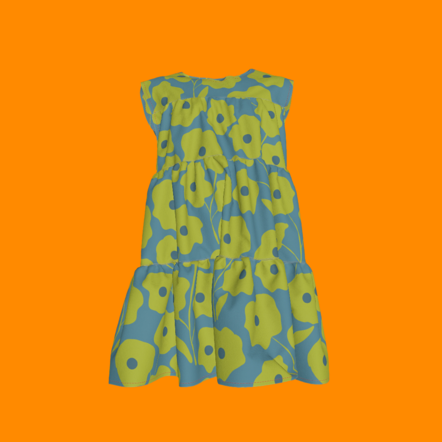 Teal & Green Ruffle Dress with Lining