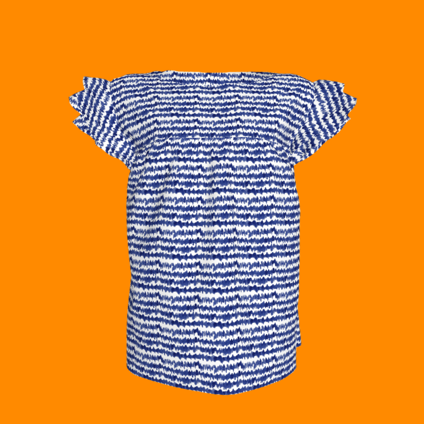 Kid's Ruffled Sleeve Top in Cobalt Sound