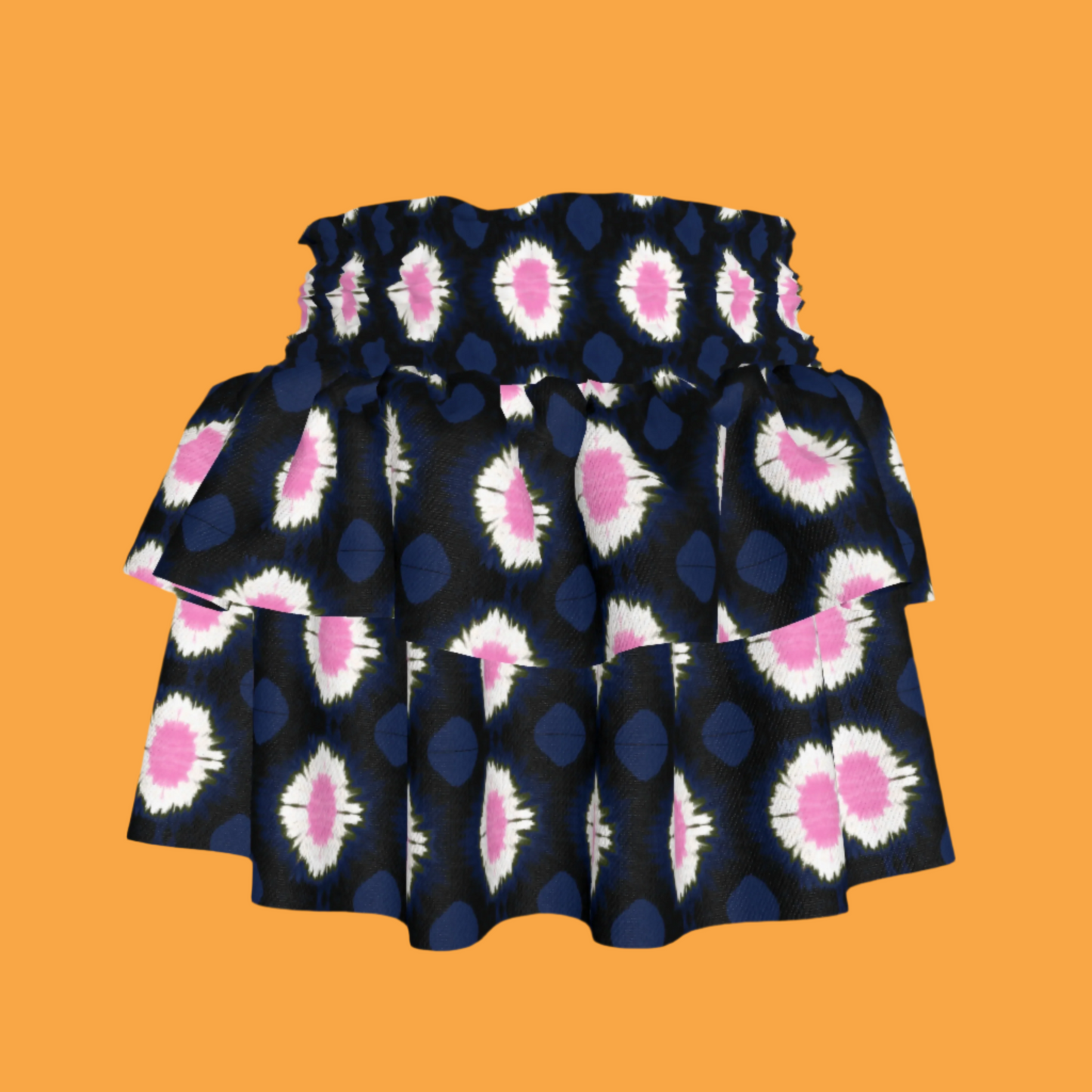 Kid's Smocked Ruffle Skirt in Ink Tie Dye