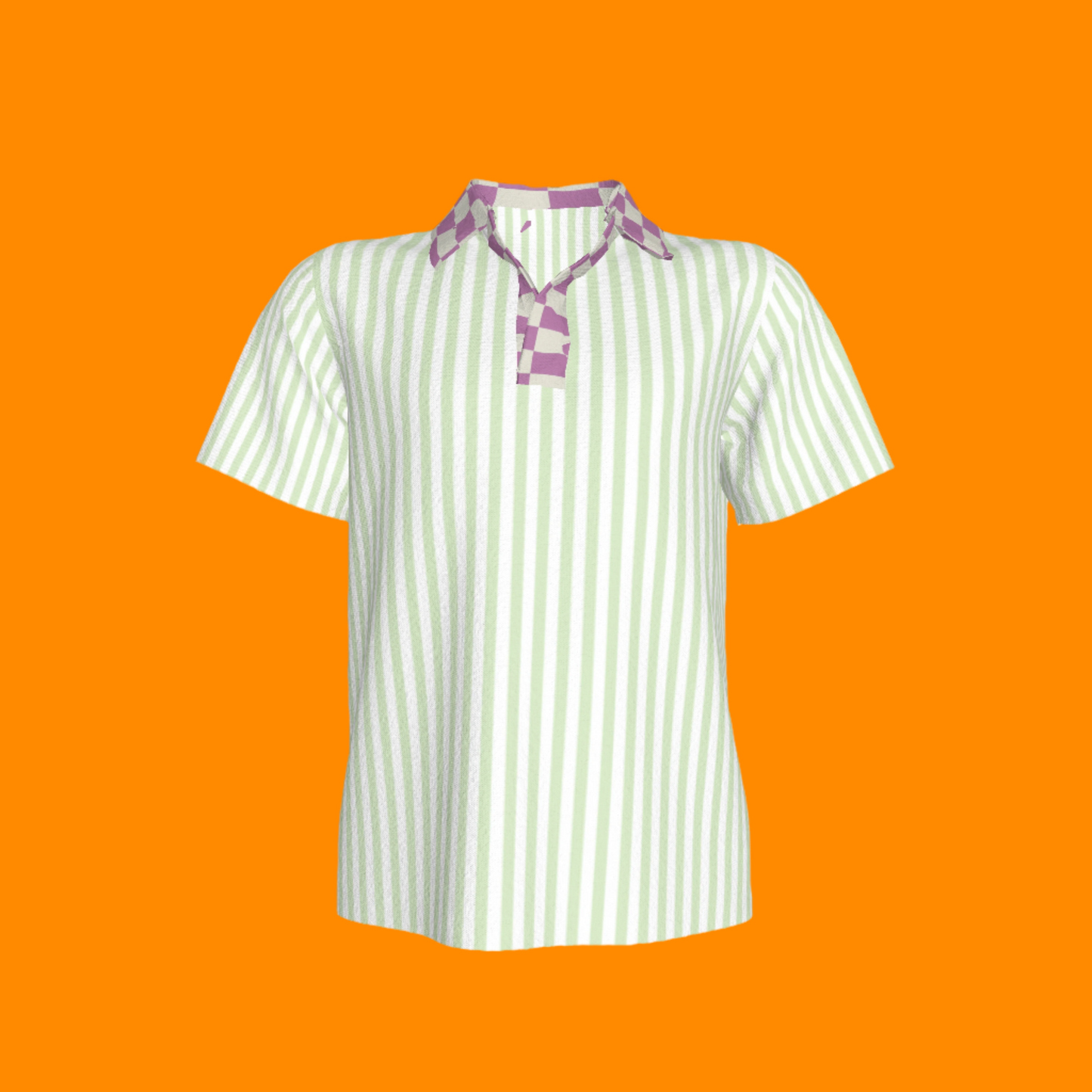 Lime Green Striped Polo